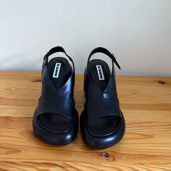 Jil Sander Puffy Leather Block Heels Sandals - Picture 2 of 5